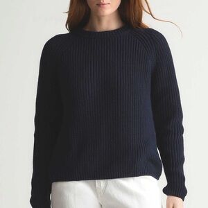 NWT Quince Navy Blue  Blue Organic Cotton Crew Neck Sweater Medium